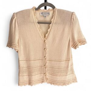Vintage St. John Collection Cream crochet cardigan size 8